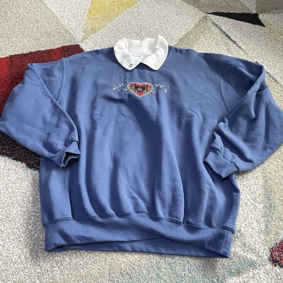 Vintage Country Store Christmas Heart Collared Sweatshirt 2XL - Picture 1 of 4